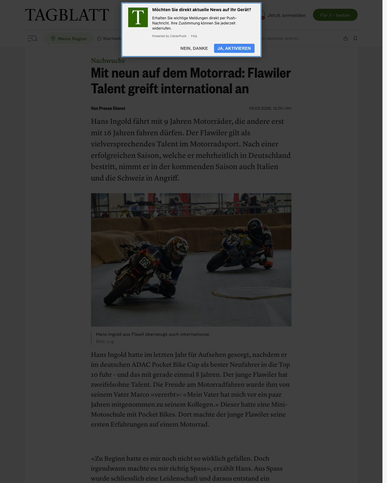 St. Galler Tagblatt Artikel-Screenshot